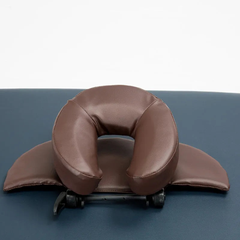 U Shaped SPA Health Pillow with PU Leather cover in black, adjustable face rest for massage table