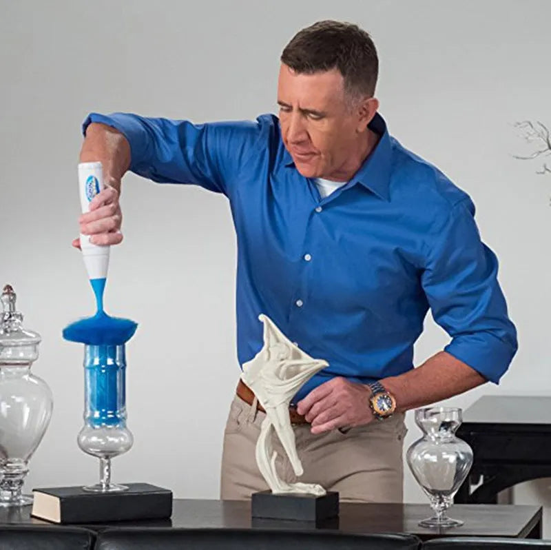Blue electric dust cleaner with electrostatic bristles for ceiling fan and blind cleaning