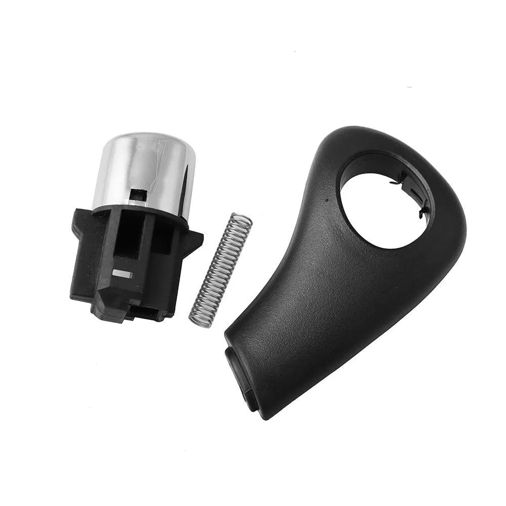 Black plastic shift button, spring, and side plate for Honda Accord 2003-2005 refit kit.