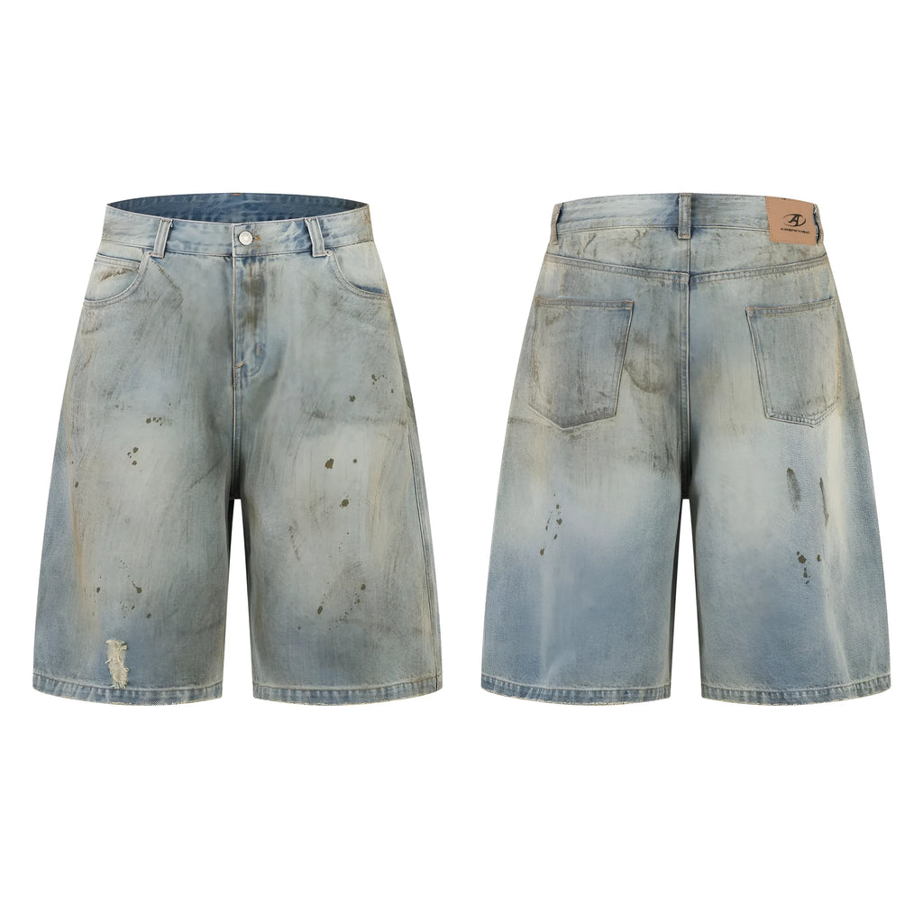 Pu Shuai blue cropped denim jeans with straight leg and fifth pants length, street fashion style
