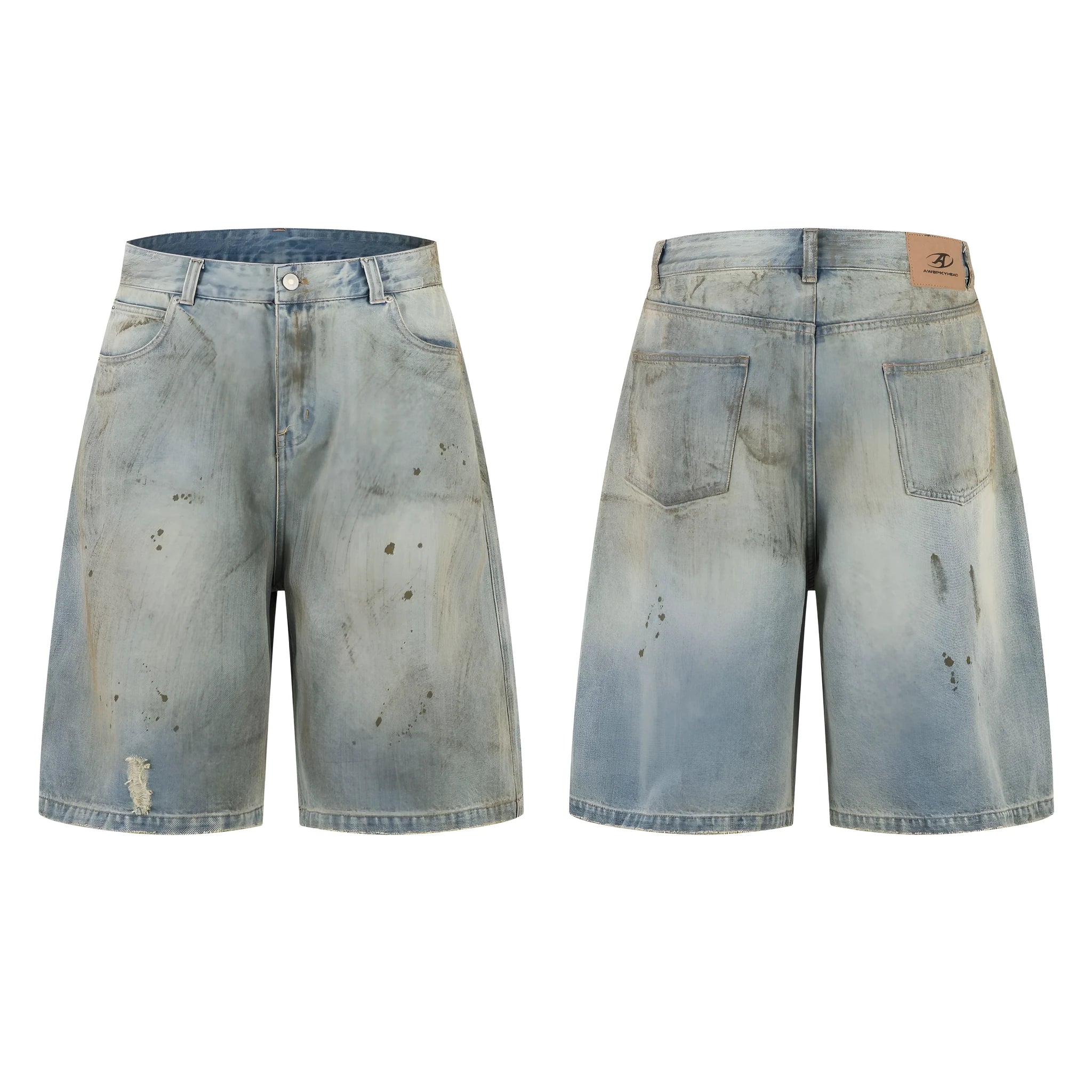 Pu Shuai blue cropped denim jeans with straight leg and fifth pants length, street fashion style