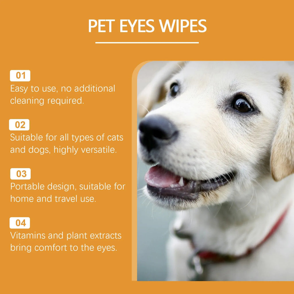 Box of Dogs And Cats Eyes Wet Wipes for tear stain removal, 60 pieces, for dogs and cats