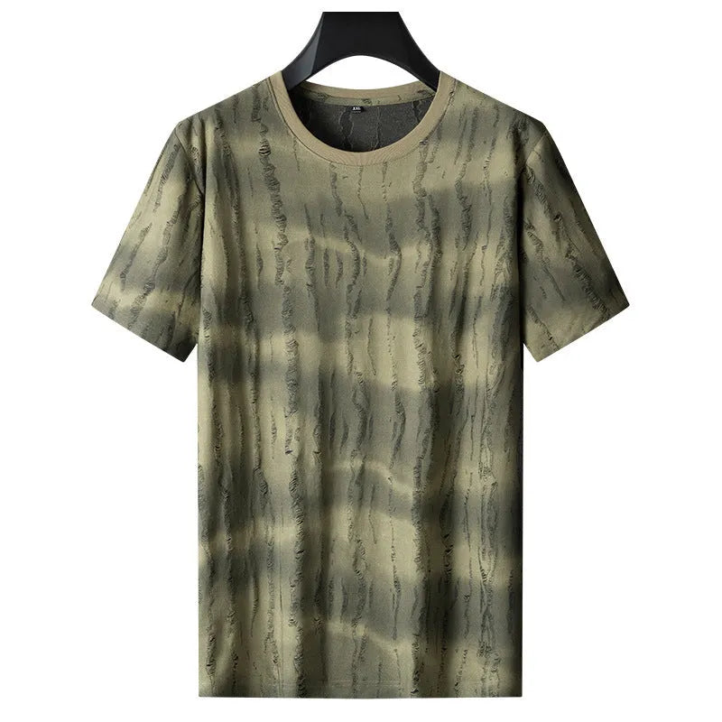 Grey loose-fit men's plus size t-shirt with short sleeves and round neck.