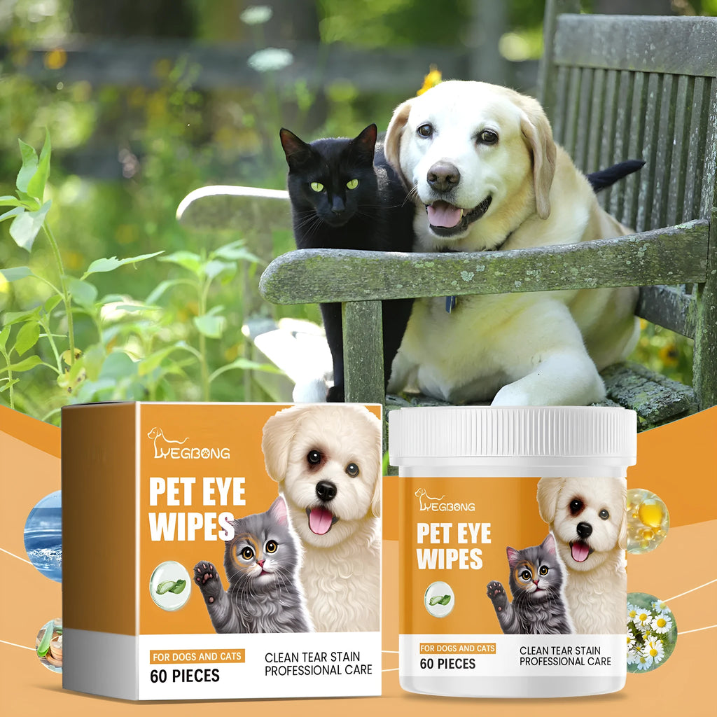 Box of Dogs And Cats Eyes Wet Wipes for tear stain removal, 60 pieces, for dogs and cats