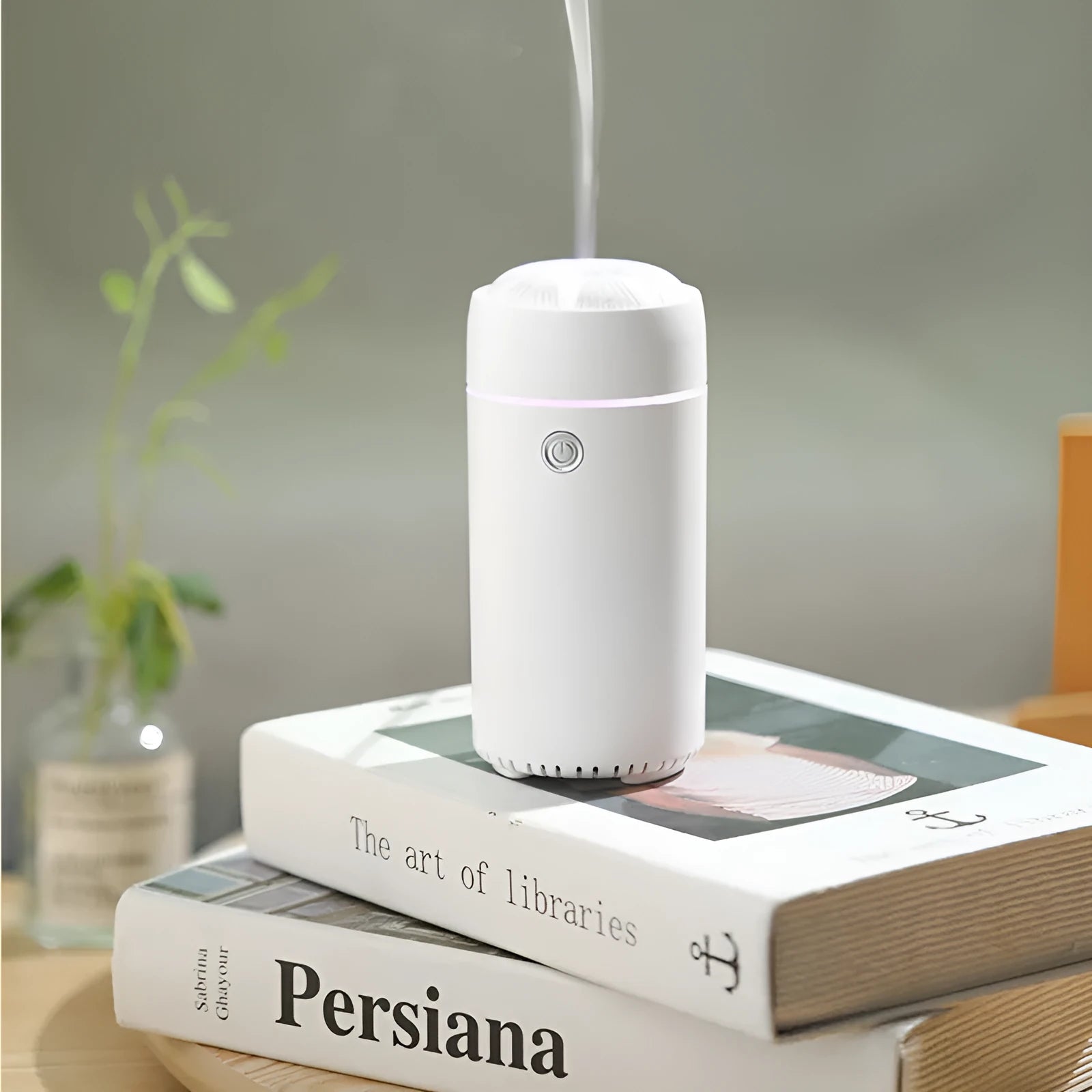 Car aroma diffuser ultrasonic essential oil humidifier USB plastic column 69x69x146mm black colour