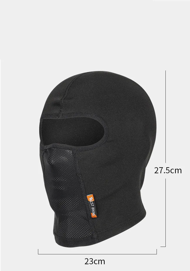 Stretch fleece ski headgear with glasses hole for motorcycle or bicycle use, free size, in basic black colour
