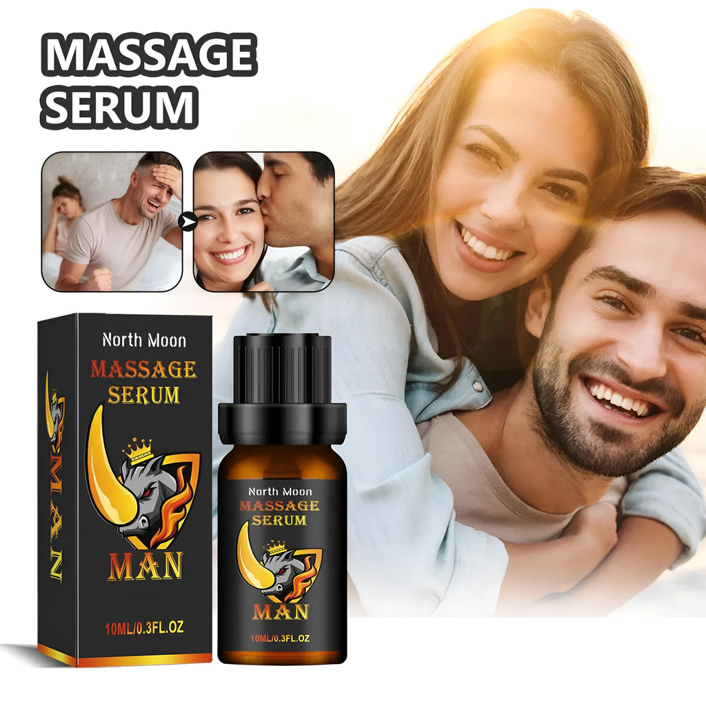 10ml bottle of men's body care essential oil for external massage with ginger and vitamin E.