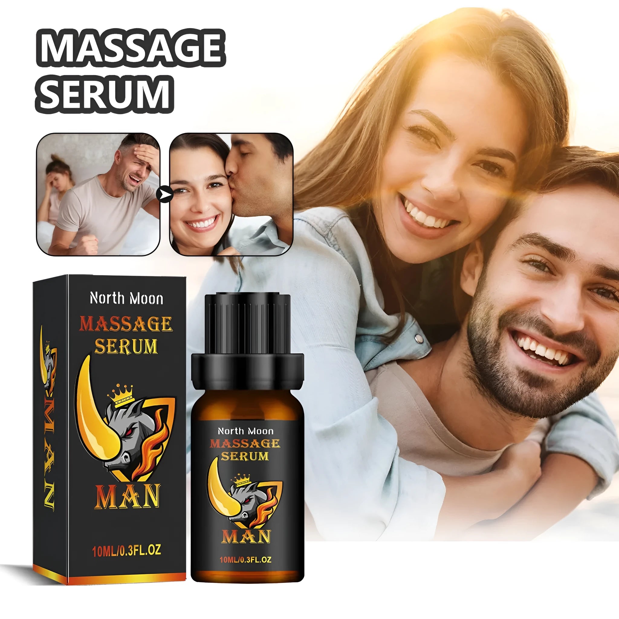10ml bottle of men's body care essential oil for external massage with ginger and vitamin E.