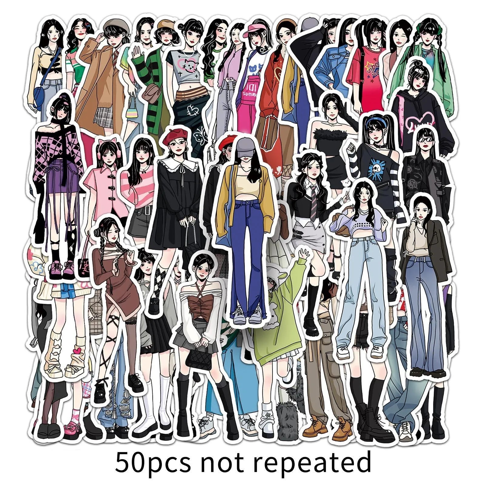 50 hand-painted cartoon graffiti stickers from Original Series on a sheet