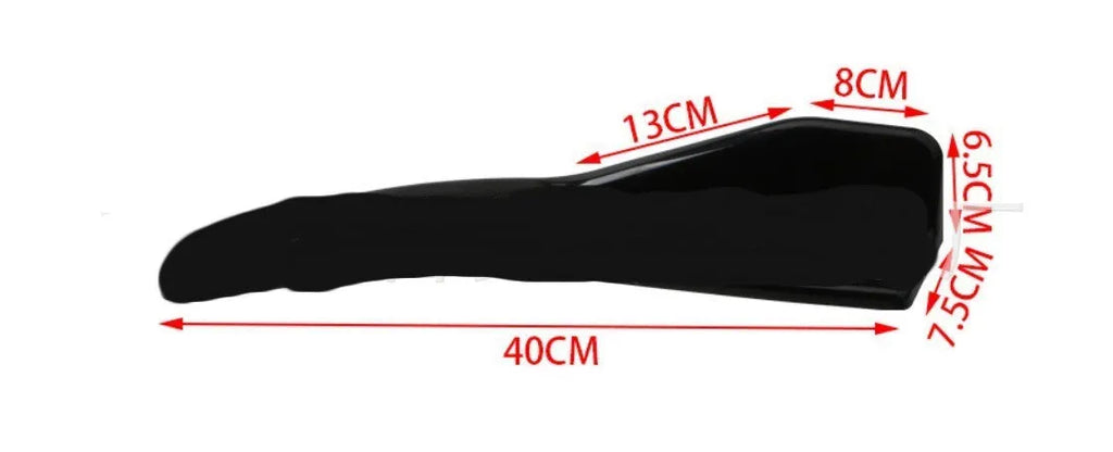 Pair of black ABS plastic car bumper deflector shovels with screw holes, 440mm wide.
