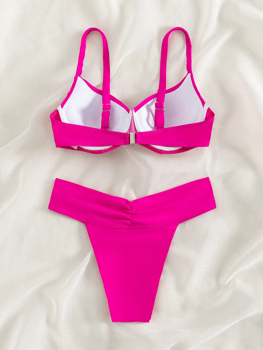 Women's solid colour bikini swimsuit in briefs style for swimming.