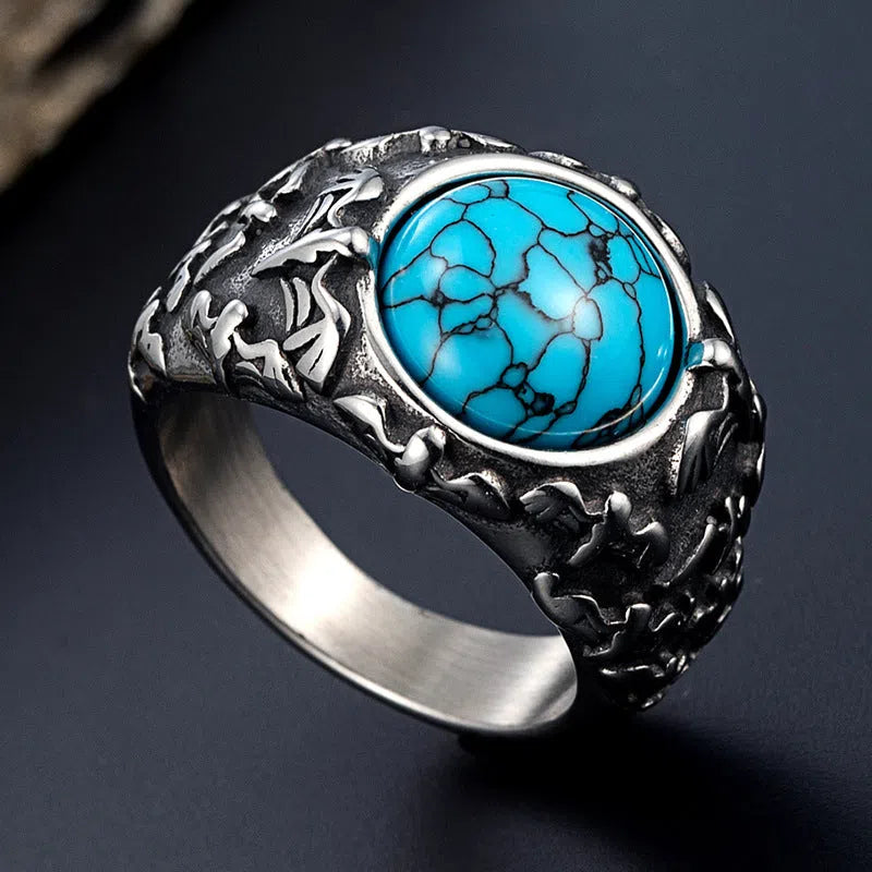Retro titanium steel unisex ring in steel colour, available in sizes 8 to 12