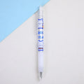 Set of six cream-coloured bear and rabbit themed press pen knives on a white background.