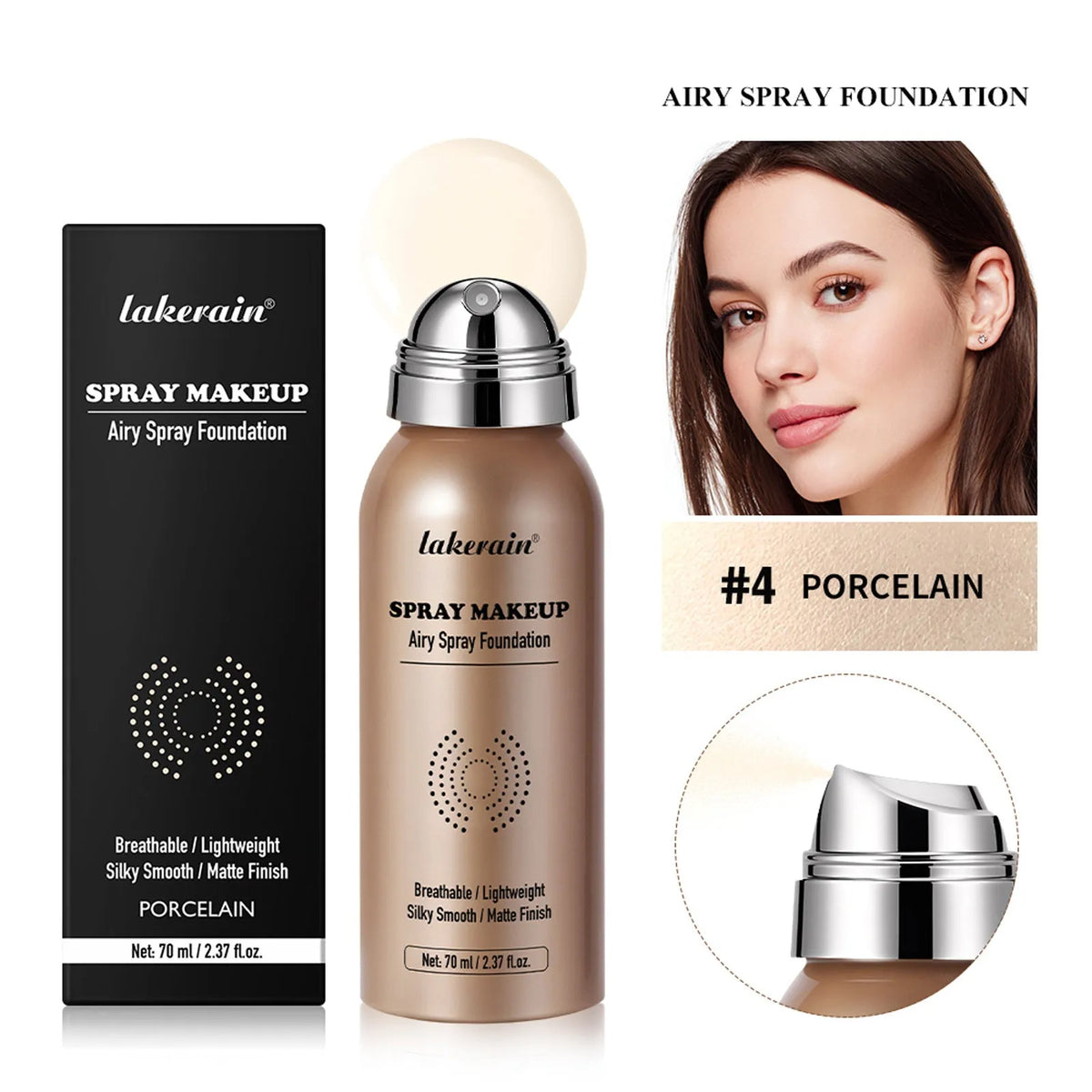 Even skin tone liquid foundation 70ml in four shades Beige Natural Nude Porcelain