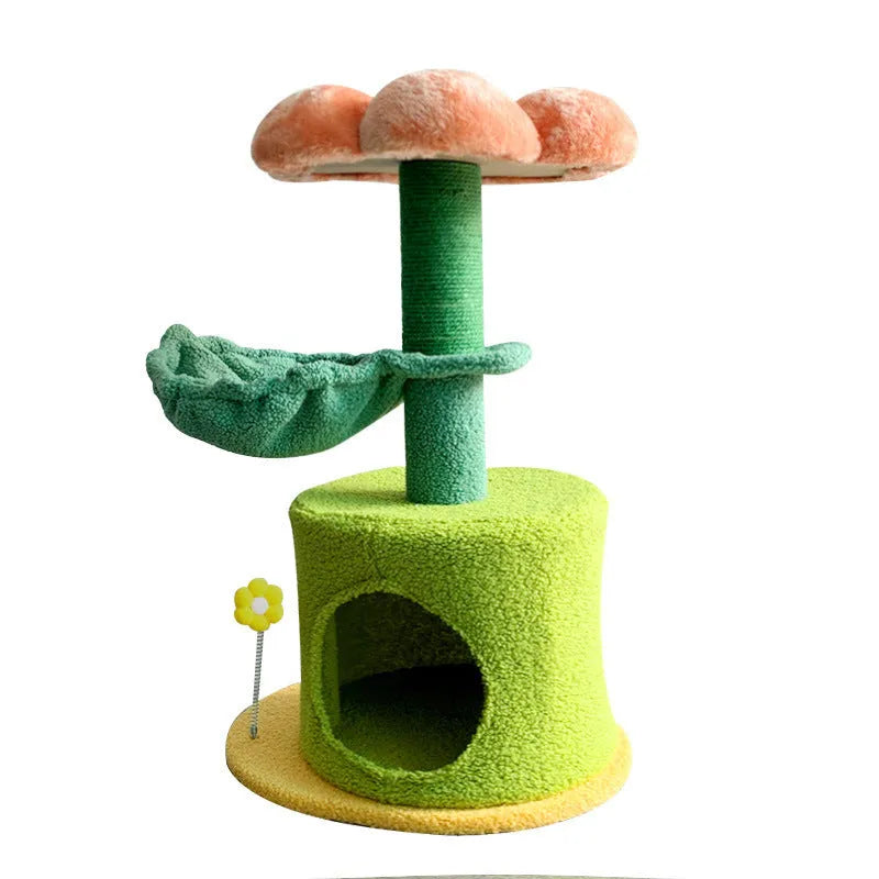 Sisal flower cat climbing frame made from natural rope, designed for indoor cats to climb and scratch