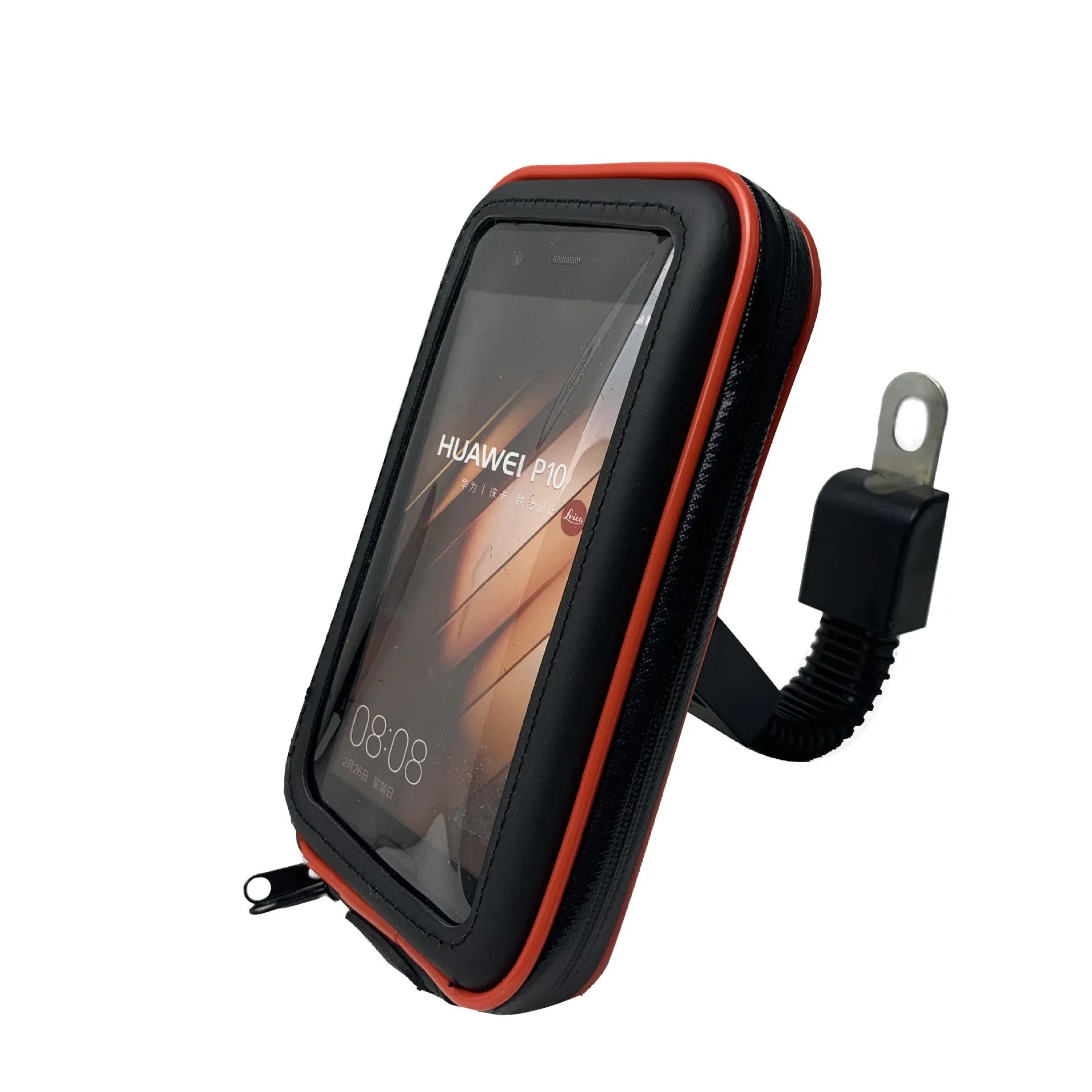 Black synthetic leather riding mobile phone stand bag with 6.5 inch capacity waterproof for motorcycle bicycle navigation