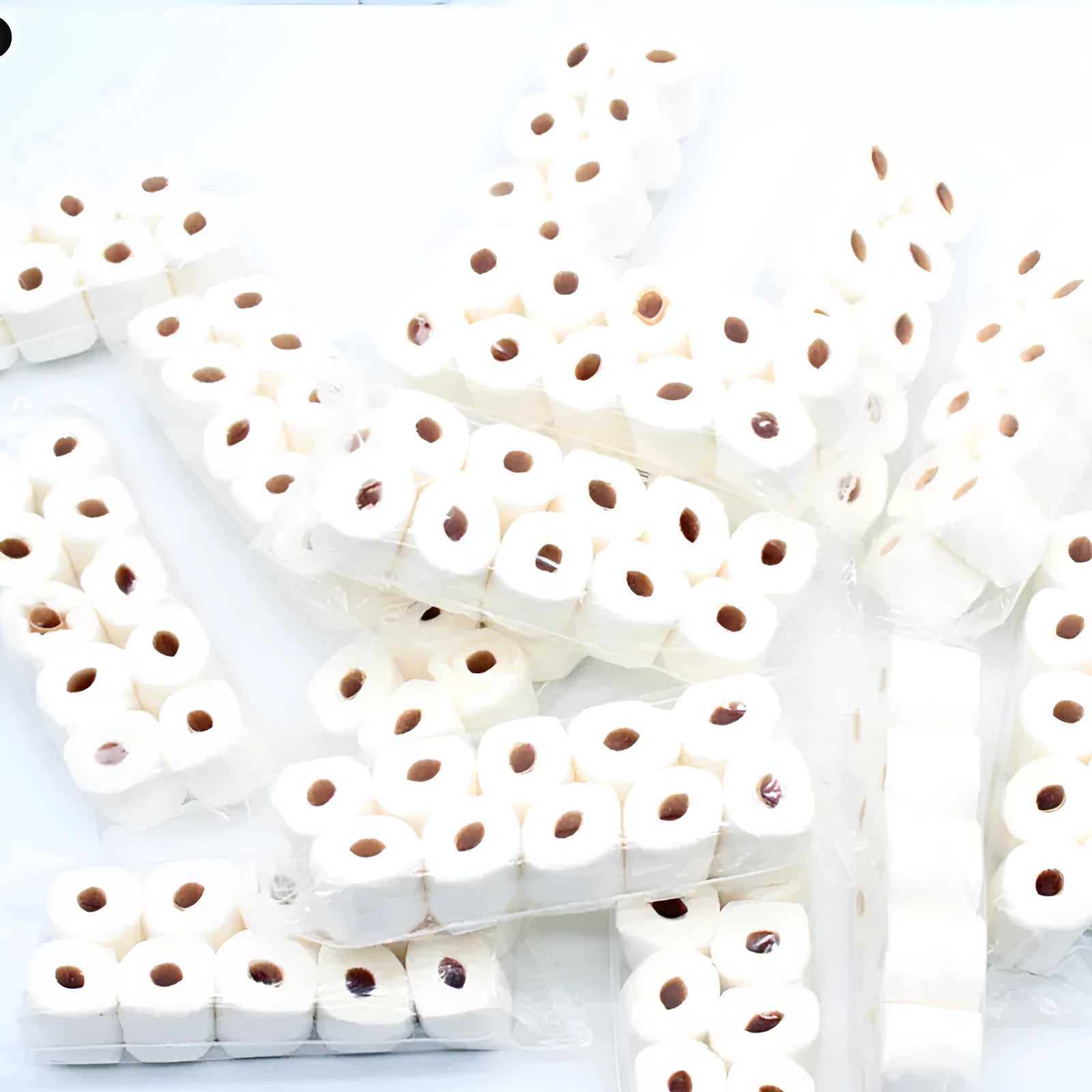 Miniature brown paper toilet paper roll model for childrens toys, size 30mm by 15mm by 80mm.
