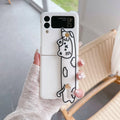 Acrylic textured drop-proof case for Samsung Galaxy Z Flip4 with cartoon wristband, pink colour