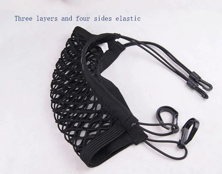Black elastic nylon car pet fence with hooks for middle seat isolation