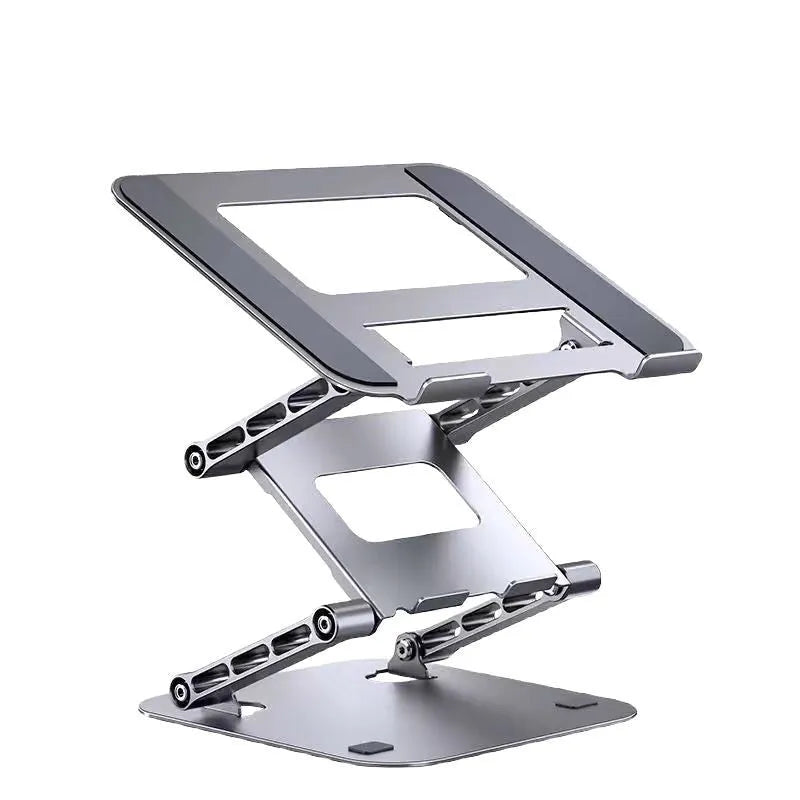 Carbon steel laptop stand with three-layer elevation in Bright Moon Silver for laptops under 15.6 inches