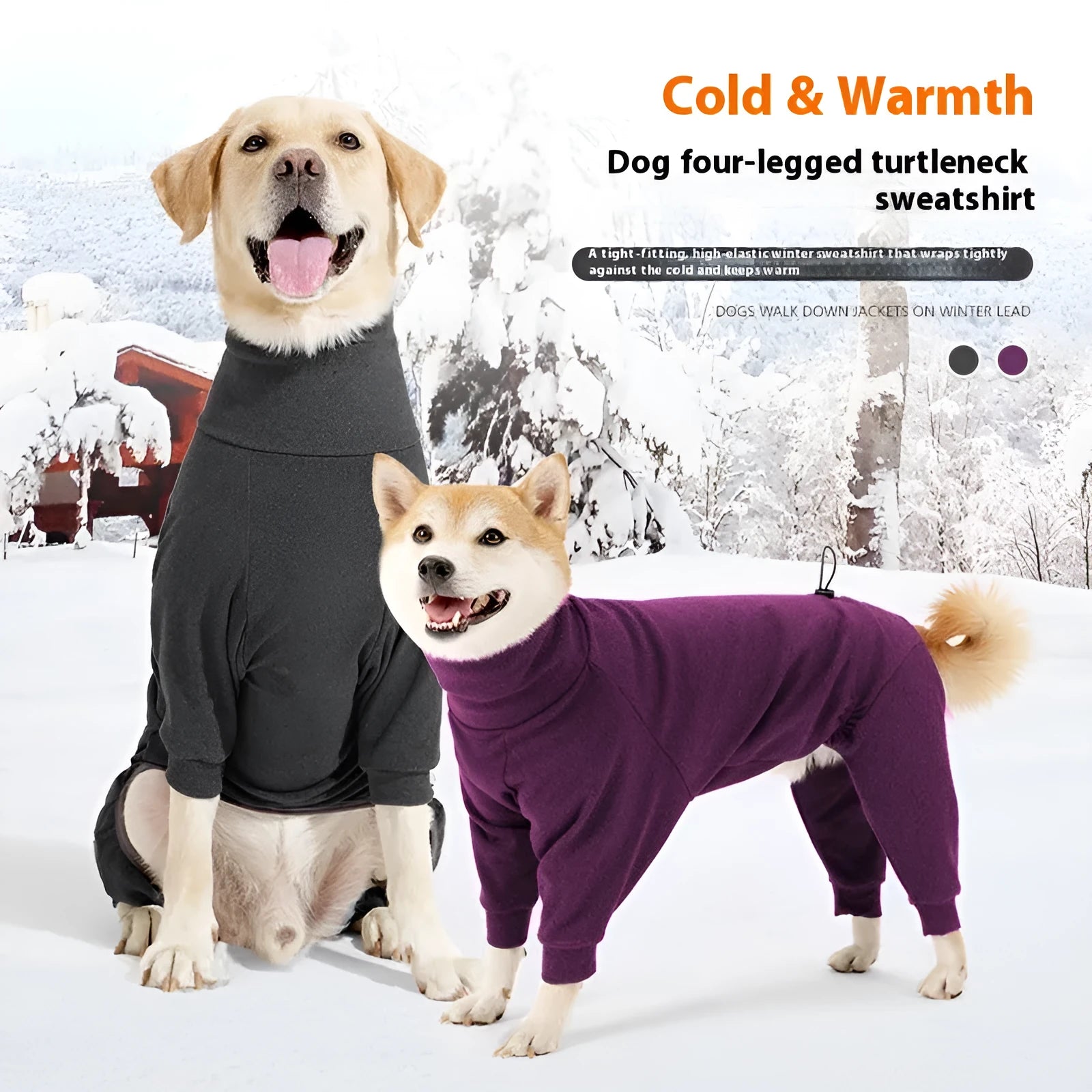 Dark grey polar fleece dog clothes with four-legged design and high collar