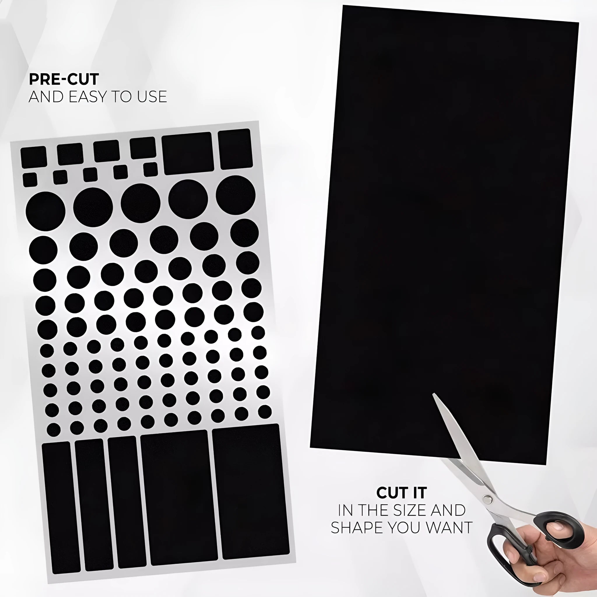 Black self-adhesive air conditioning LED blackout stickers shown in a multi-pack selection.