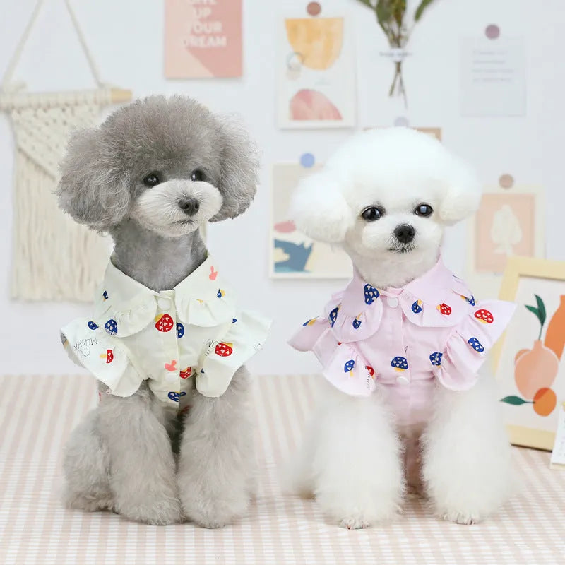 Cotton thin pet shirt mushroom beige colour with vest style pull-on design for small to large dogs