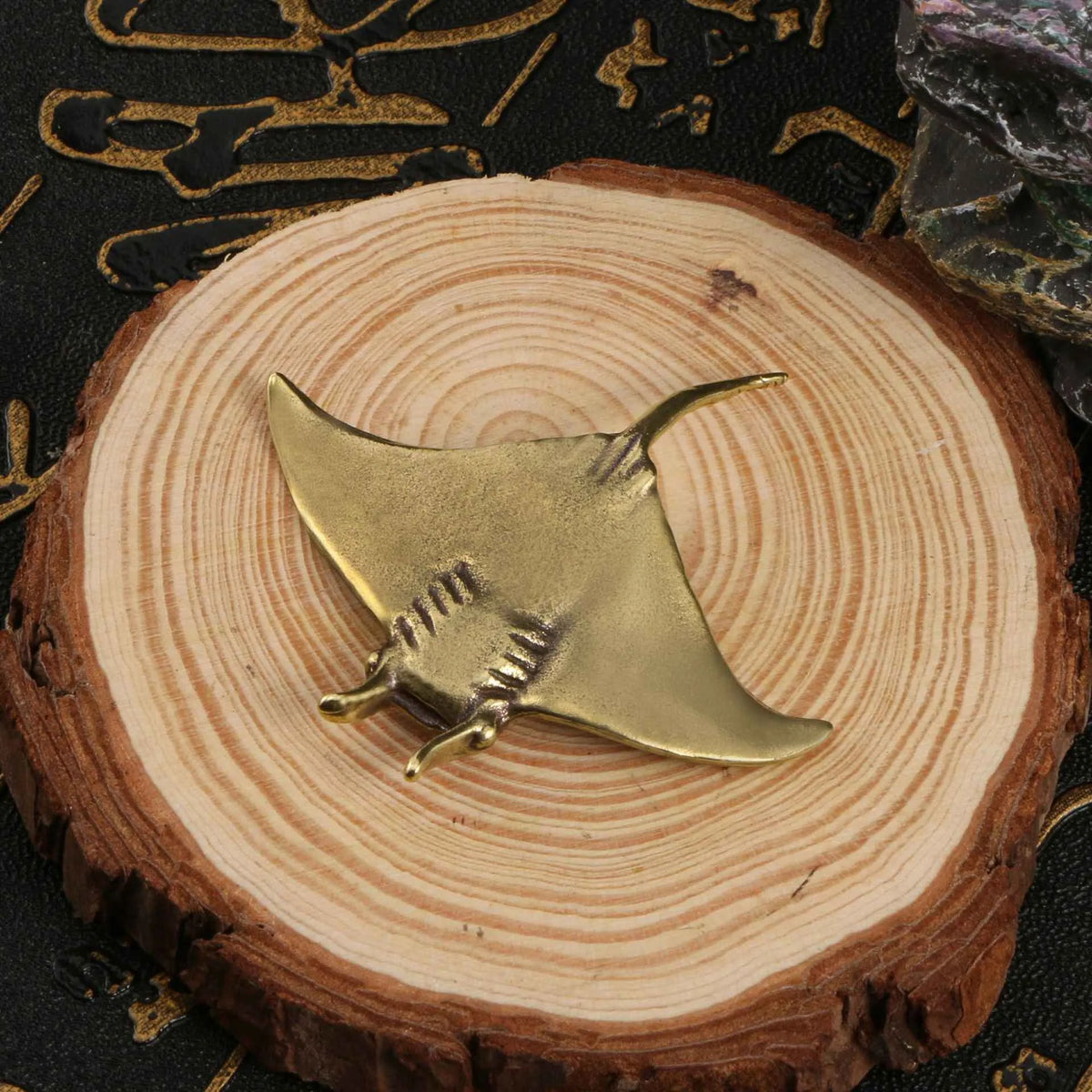 Brass devil fish ornament decoration in the colour shown, single brass fish figurine for display