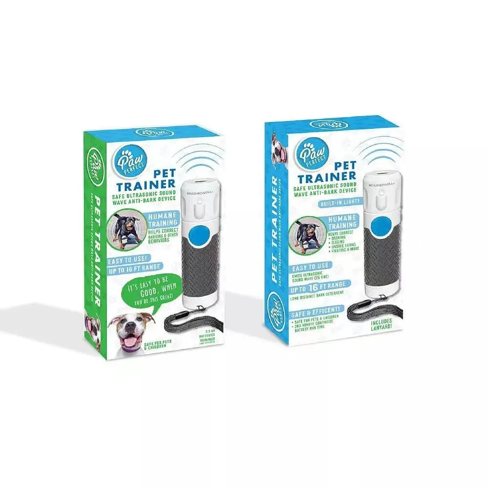 White ABS plastic handheld ultrasonic dog trainer for bark control with battery operation