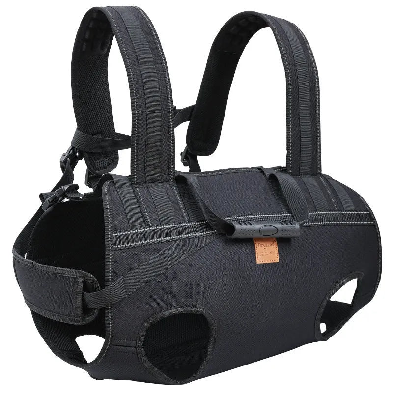 Black Oxford cloth dog backpack for medium and large pets in XL 2XL 3XL sizing options