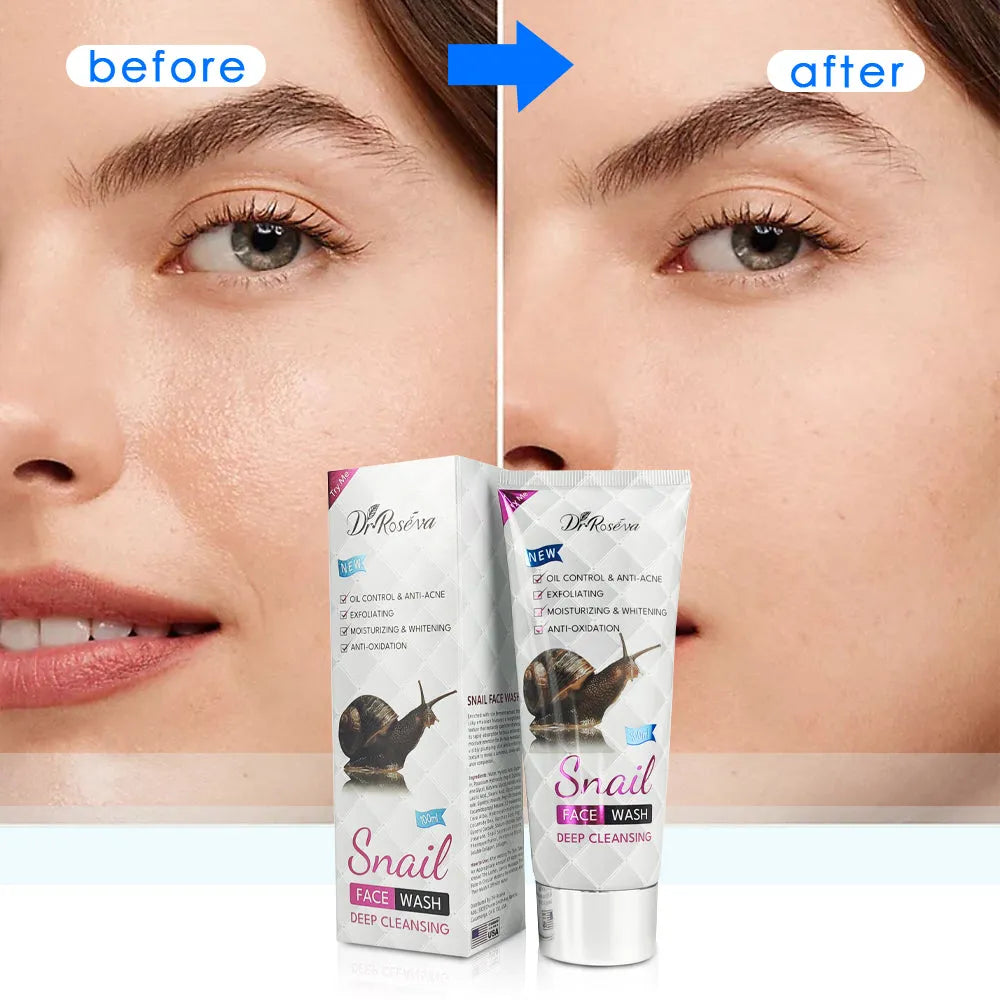Snail extract facial skincare set with cleanser, face cream, and serum for smooth and moisturised skin