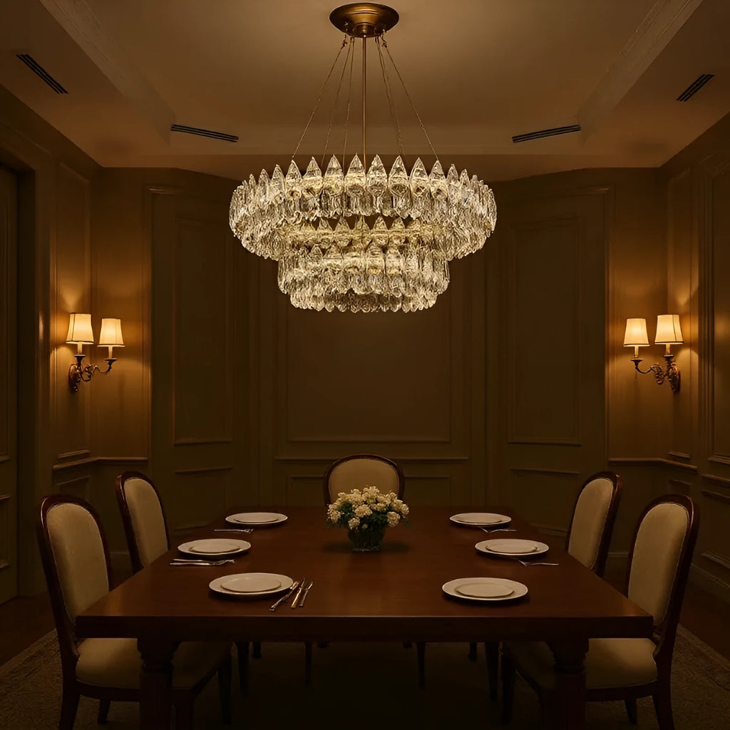 Crystal modern chandelier with tricolor light for French villa restaurant or home living room