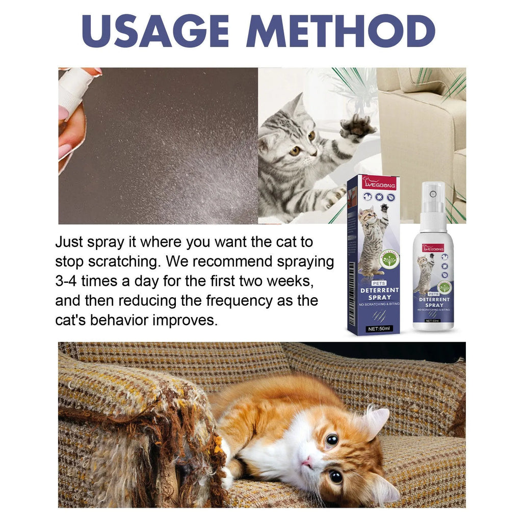 50ml pet deterrent spray bottle for restricting animal access and protecting furniture