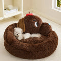Plush pet sofa bed with fleece lining and bolster edges for small dogs and cats.