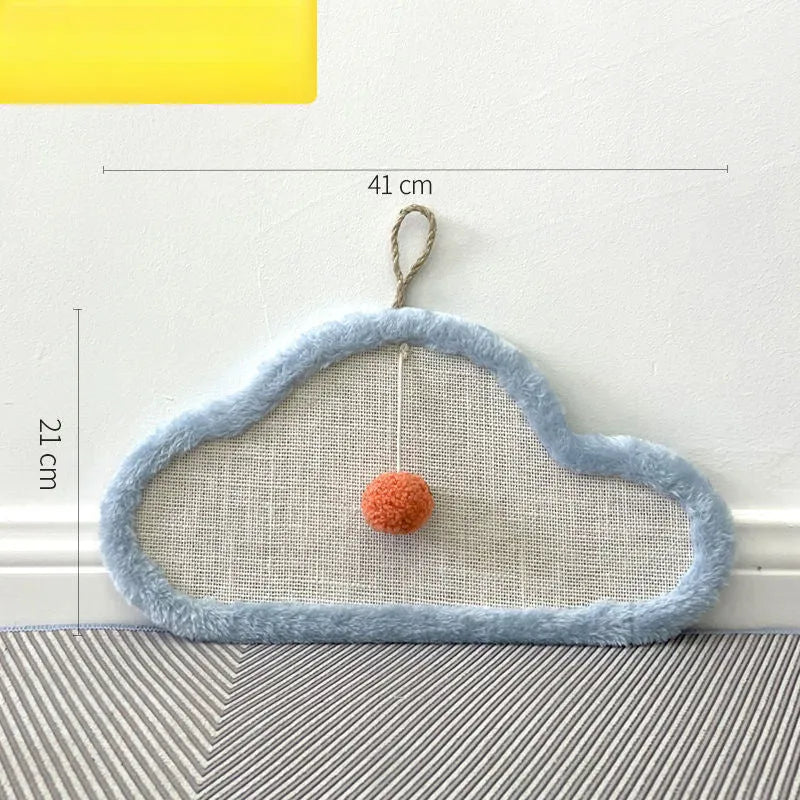 Cartoon sleeping cat design sisal scratching mat mounted on wall for indoor cats