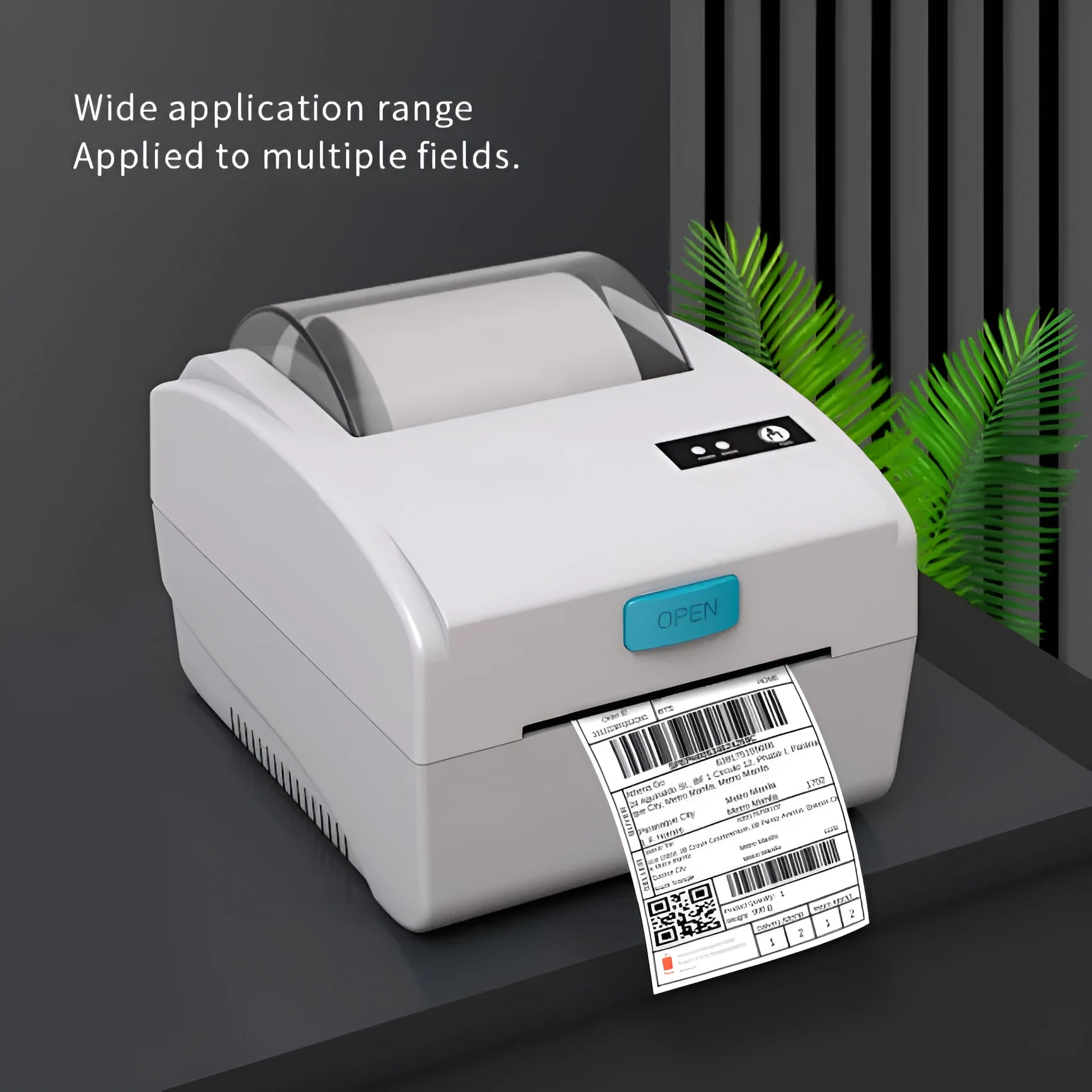 White Bluetooth thermal label printer for express shipping with USB and wireless connectivity