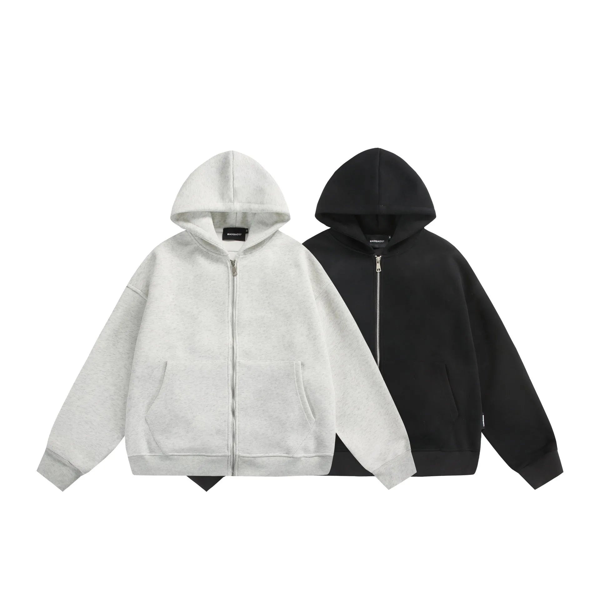 Solid colour loose-fit cardigan coat with small back bag detail in cotton blend fabric.