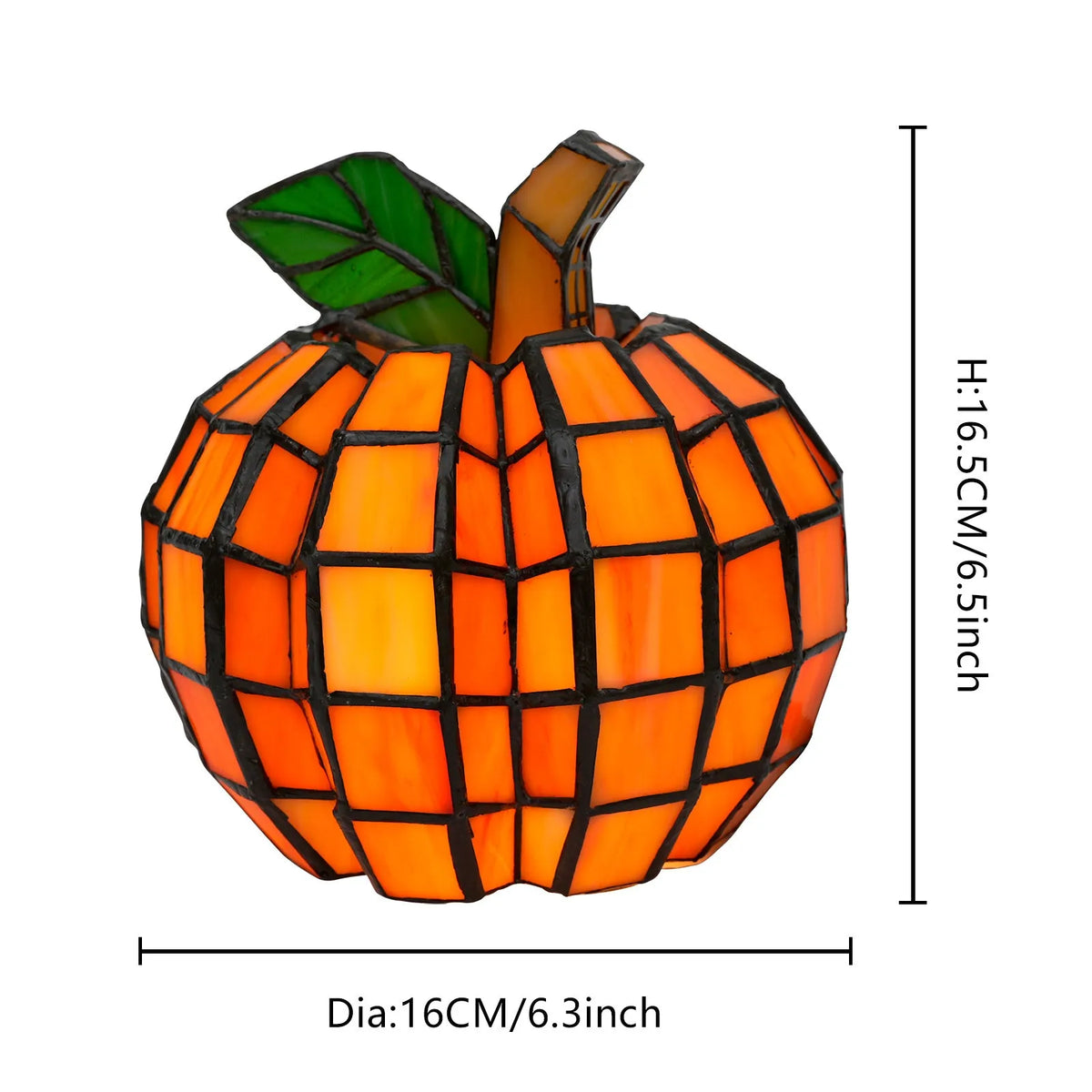Handmade orange art glass pumpkin LED night light with glass shade and 220V plug options