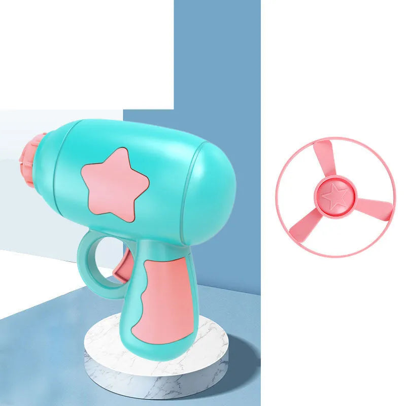 LED light dragonfly flying disc launcher toy set with blue launcher and colourful discs