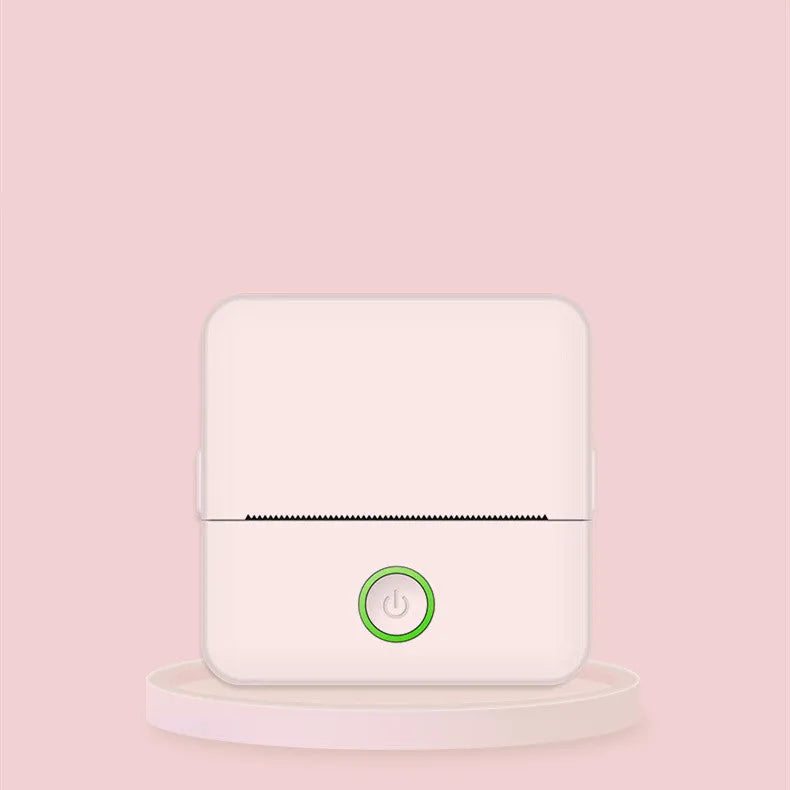 Portable thermal printer for wrong questions, white and pink, 82x82x45mm, with Bluetooth and 800mAh battery