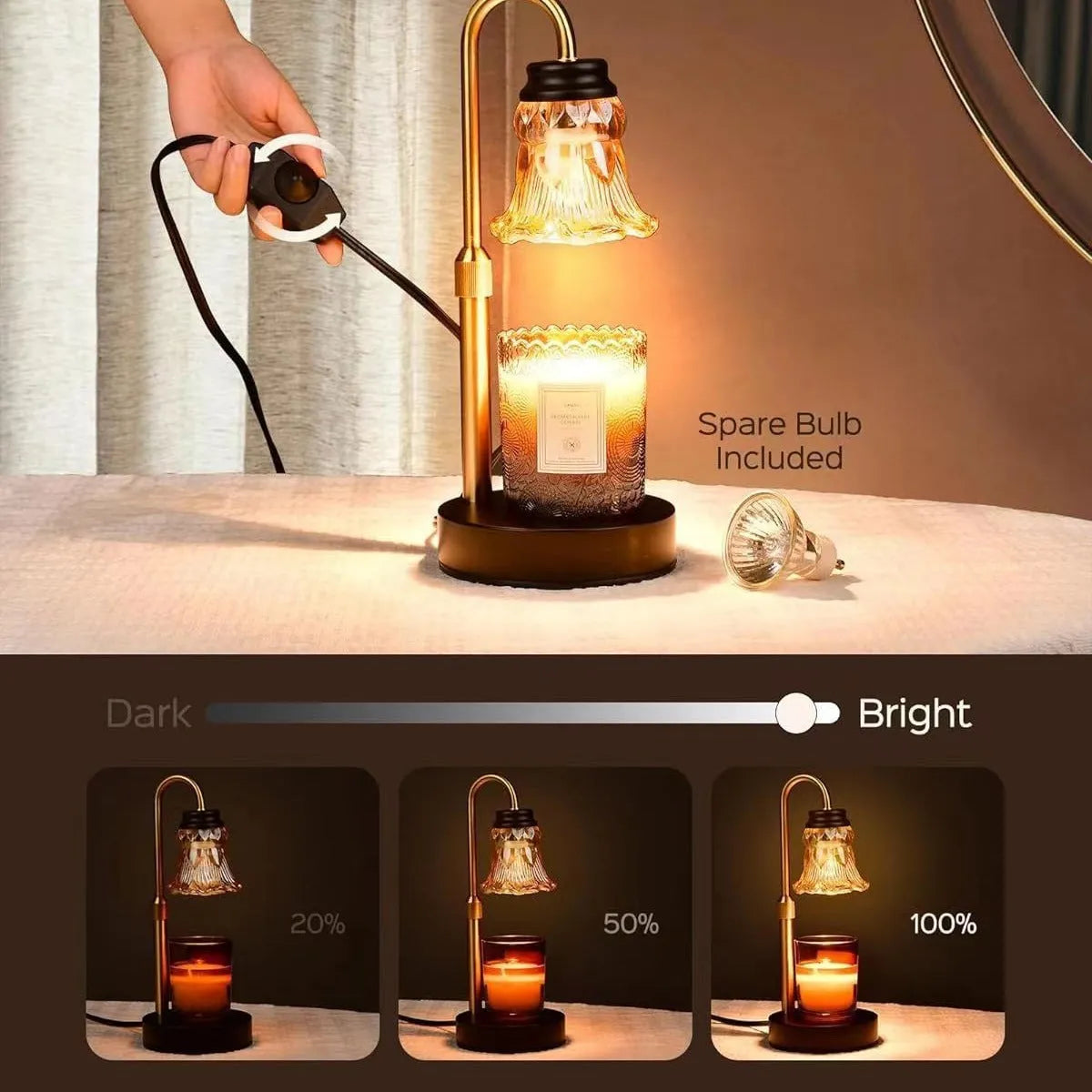 Bamboo-based aromatherapy wax melting lamp with international plug attachments