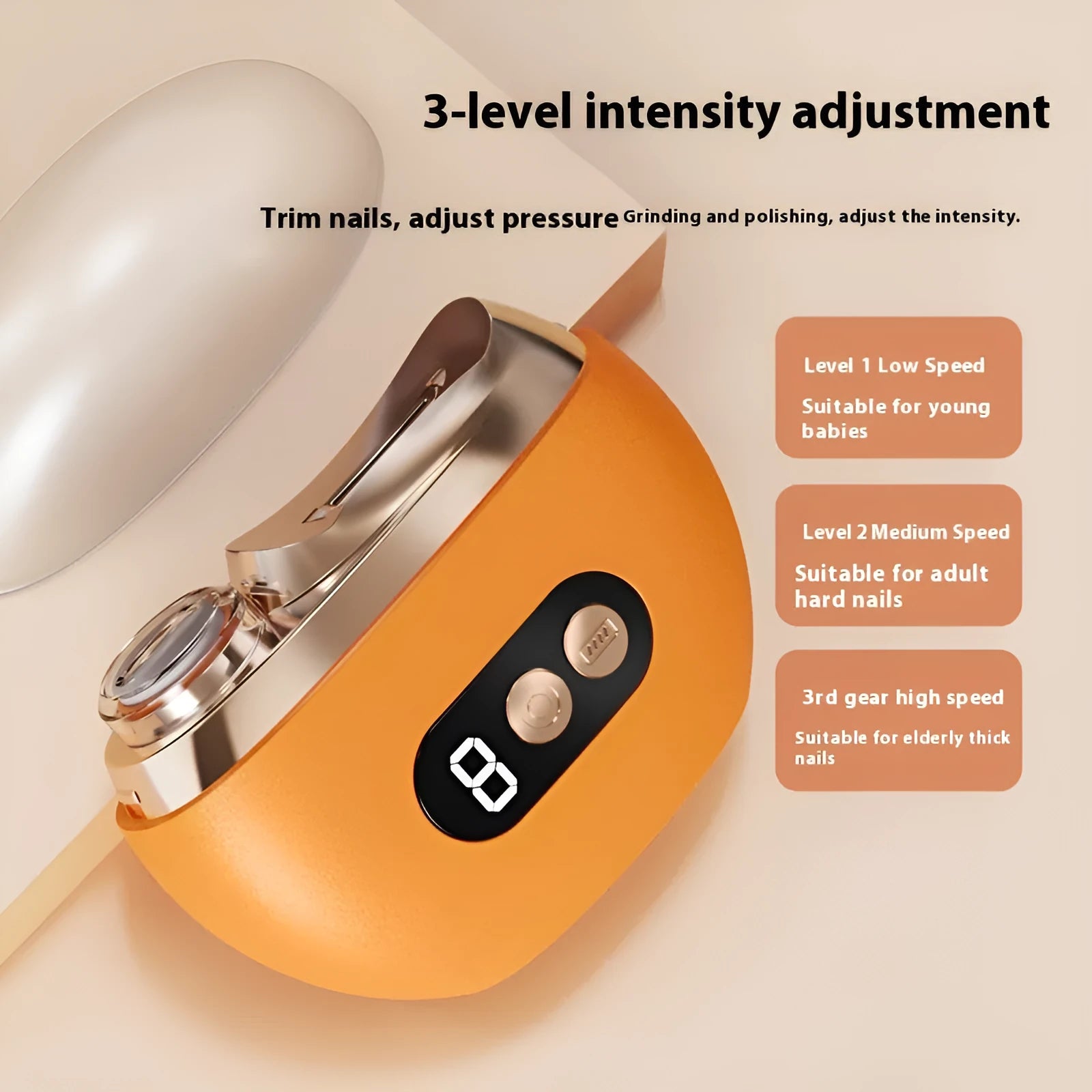 HZ-005 electric nail clippers rechargeable anti-pinch cutting and grinding device in white plastic