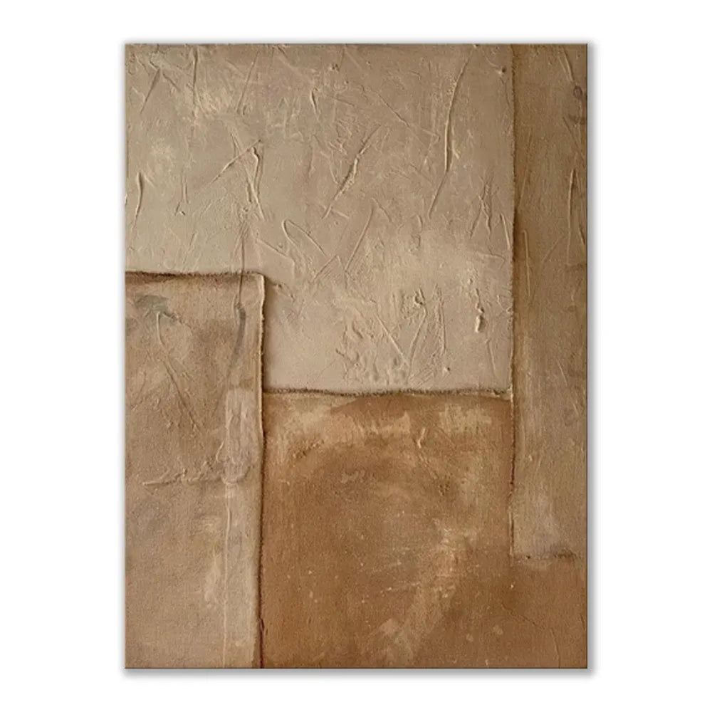 Large abstract handmade brown texture medieval style oil painting on canvas wabi-sabi home wall decor