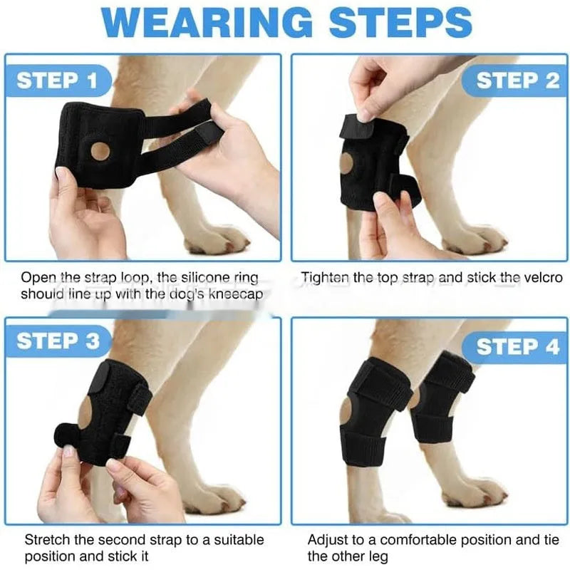 Black polyester pet leg guard for joint support in sizes L, M, and XL