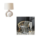 Modern minimalist table lamp with Nordic fabric shade, resin base, 30x45cm size, for living room or bedroom