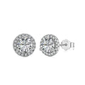 Pair of sterling silver geometric stud earrings with heart and square shapes