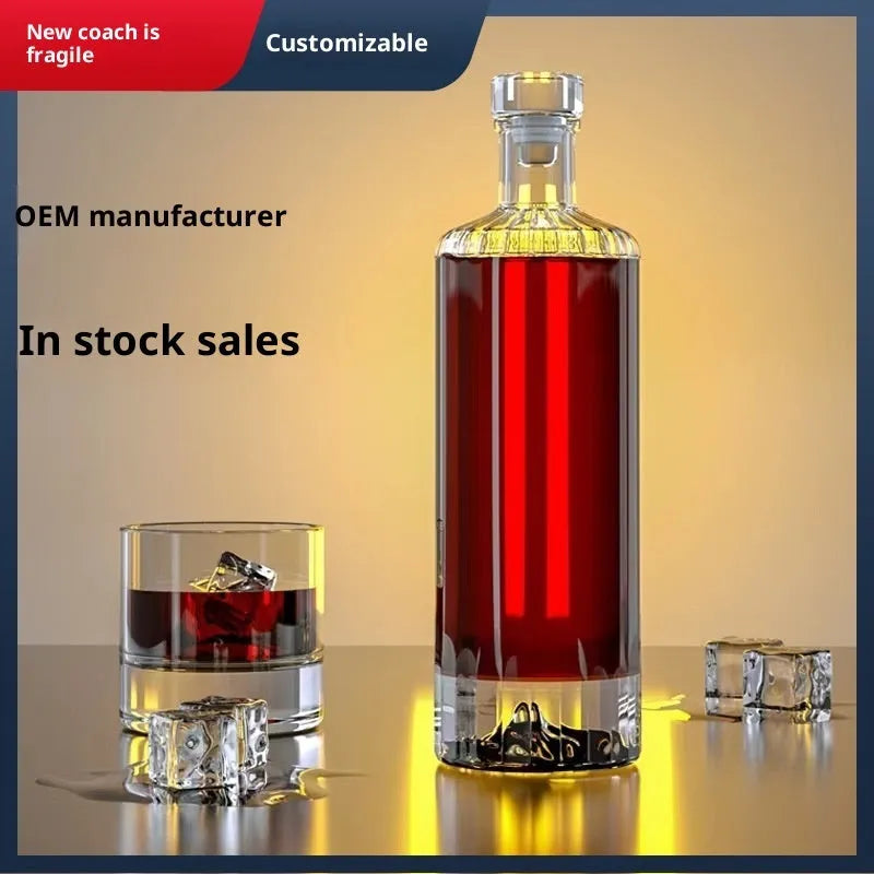 500ml thickened crystal glass wine bottle transparent colour empty