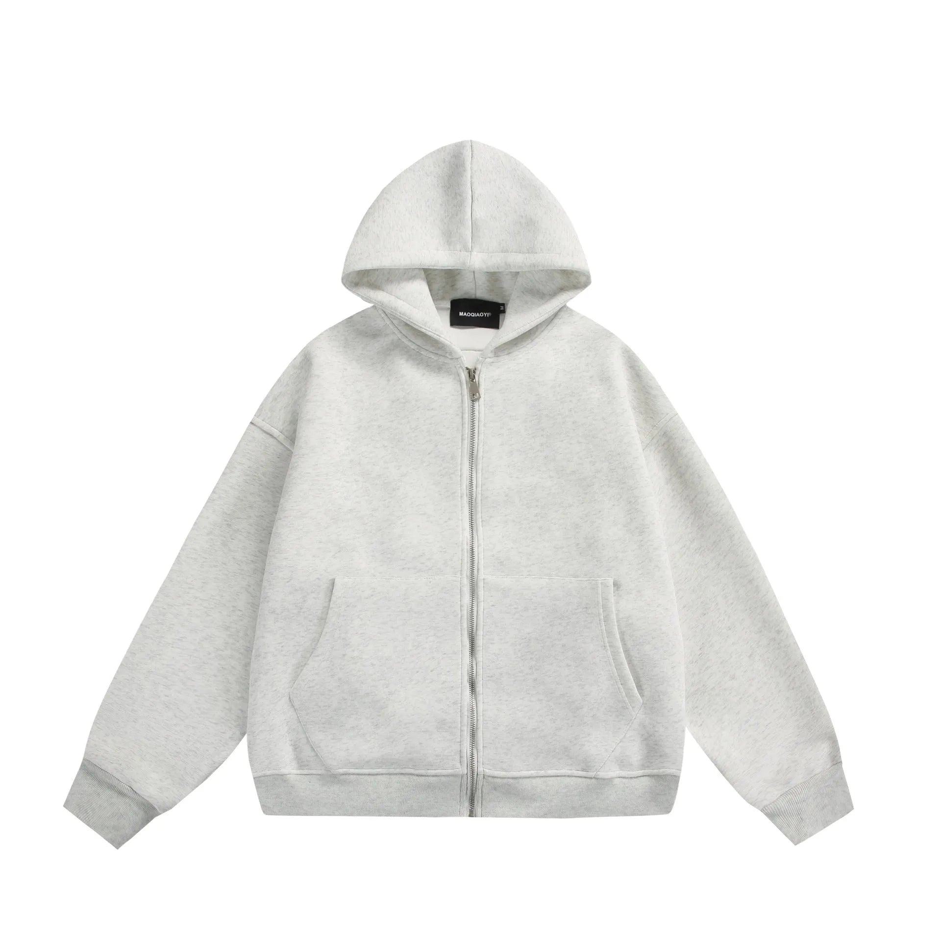 Solid colour loose-fit cardigan coat with small back bag detail in cotton blend fabric.