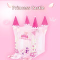 Children's princess castle tent in castle tent colour, made from polyester taffeta, folded for storage