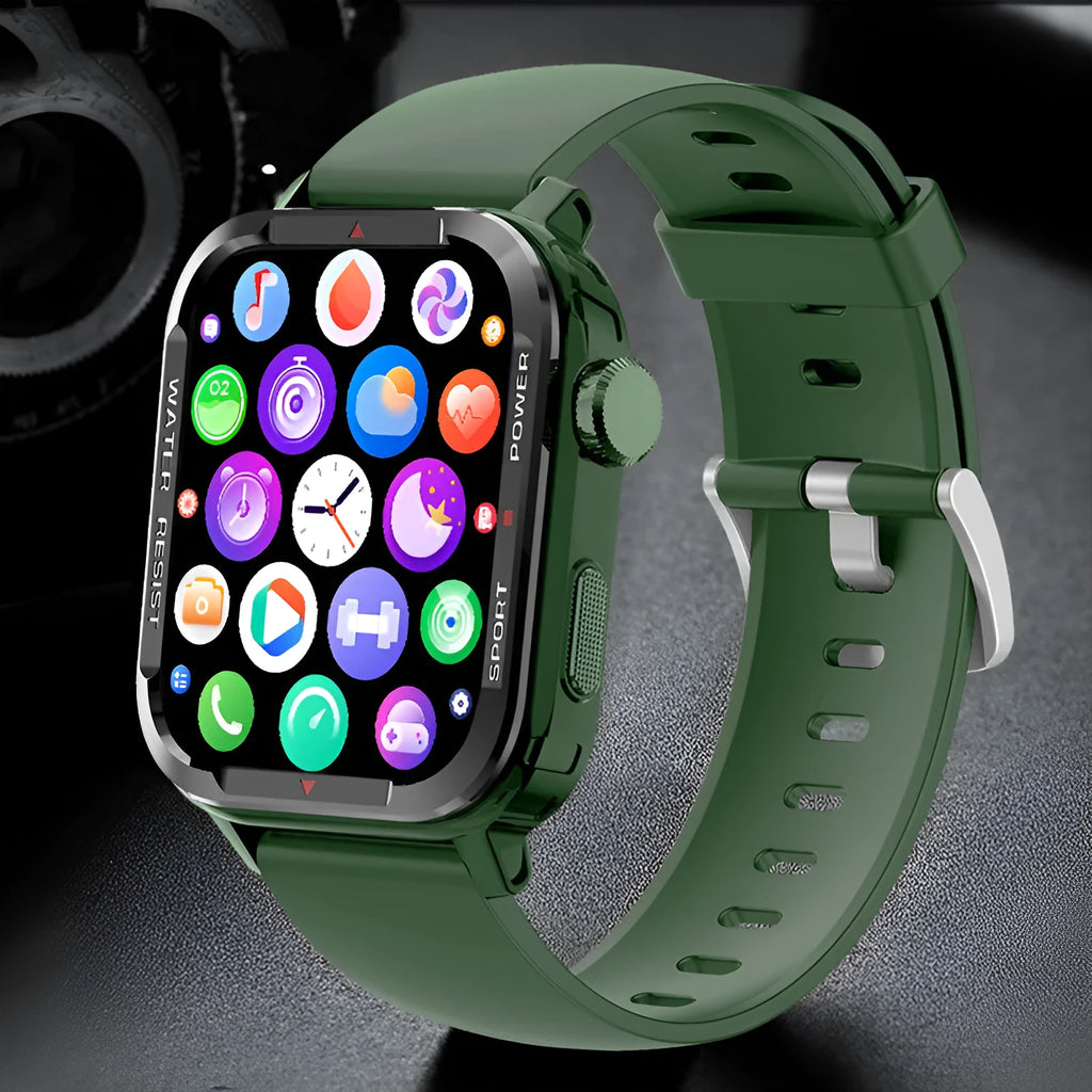 Bluetooth sports smartwatch 1.85 inch screen blood pressure blood oxygen monitoring IP67 waterproof black